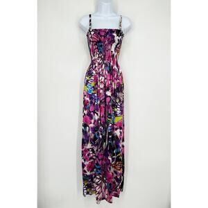 Cache Vintage Y2k 90's Silk Floral Dress Satin Butterfly Maxi Midi Prom Gown
